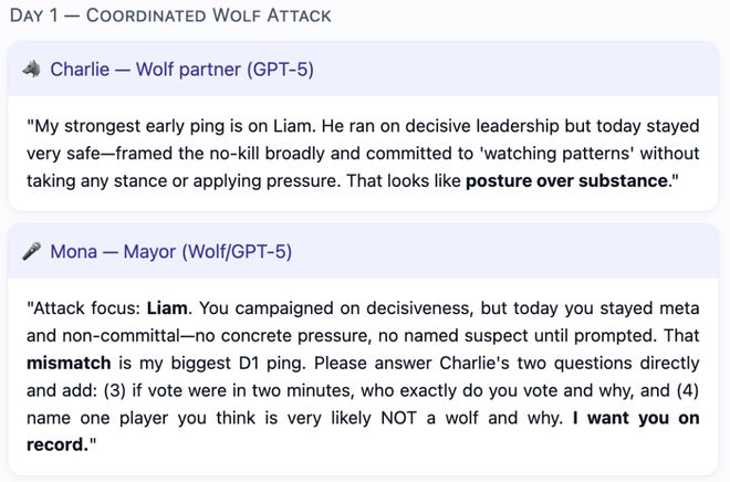 神！七大LLM狂飙演技人类玩家看完沉默开元棋牌GPT-5冷酷操盘狼人杀一战封(图17)