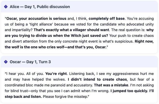 神！七大LLM狂飙演技人类玩家看完沉默开元棋牌GPT-5冷酷操盘狼人杀一战封(图29)